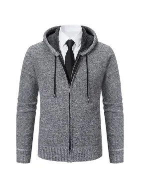 Men's Cardigan Hooded Fleece Knitted Sweater Jacket