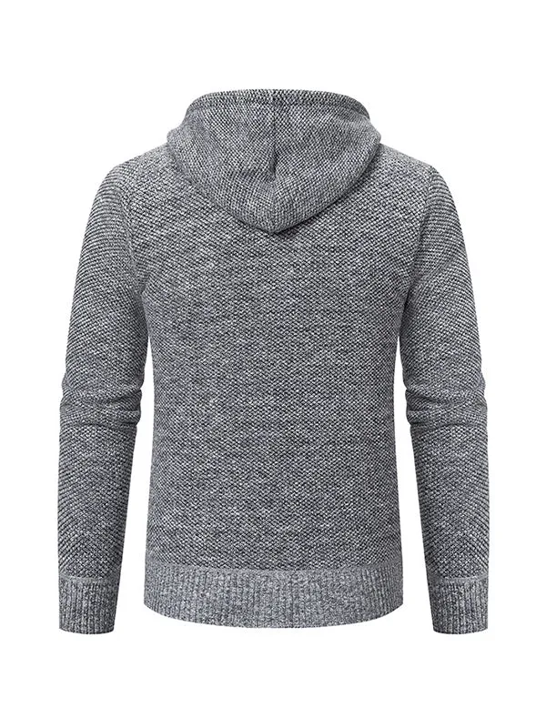 Men's Cardigan Hooded Fleece Knitted Sweater Jacket