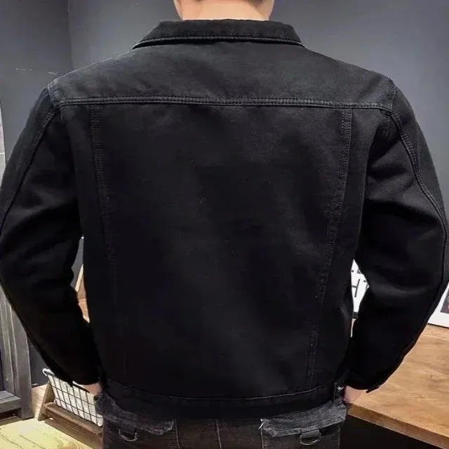 Men's quilted denim wool jacket