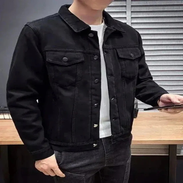 Men's quilted denim wool jacket