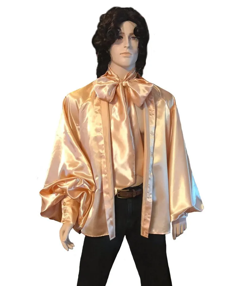 Men's Satin Raglan Sleeve Cravat Shirt in S M L XL 2XL 3XL