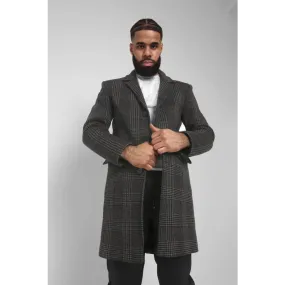 Mens Single Breasted Check Design Overcoat