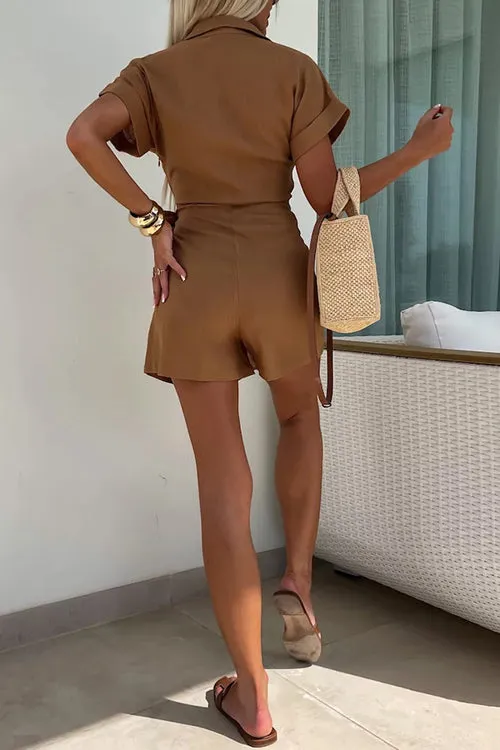 Moment for Life Short Sleeves Wrap Romper - 4 Colors
