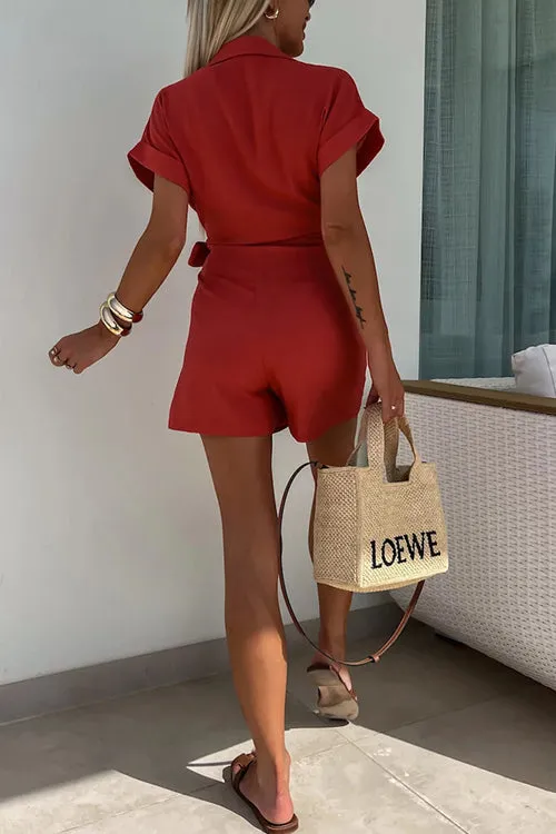 Moment for Life Short Sleeves Wrap Romper - 4 Colors