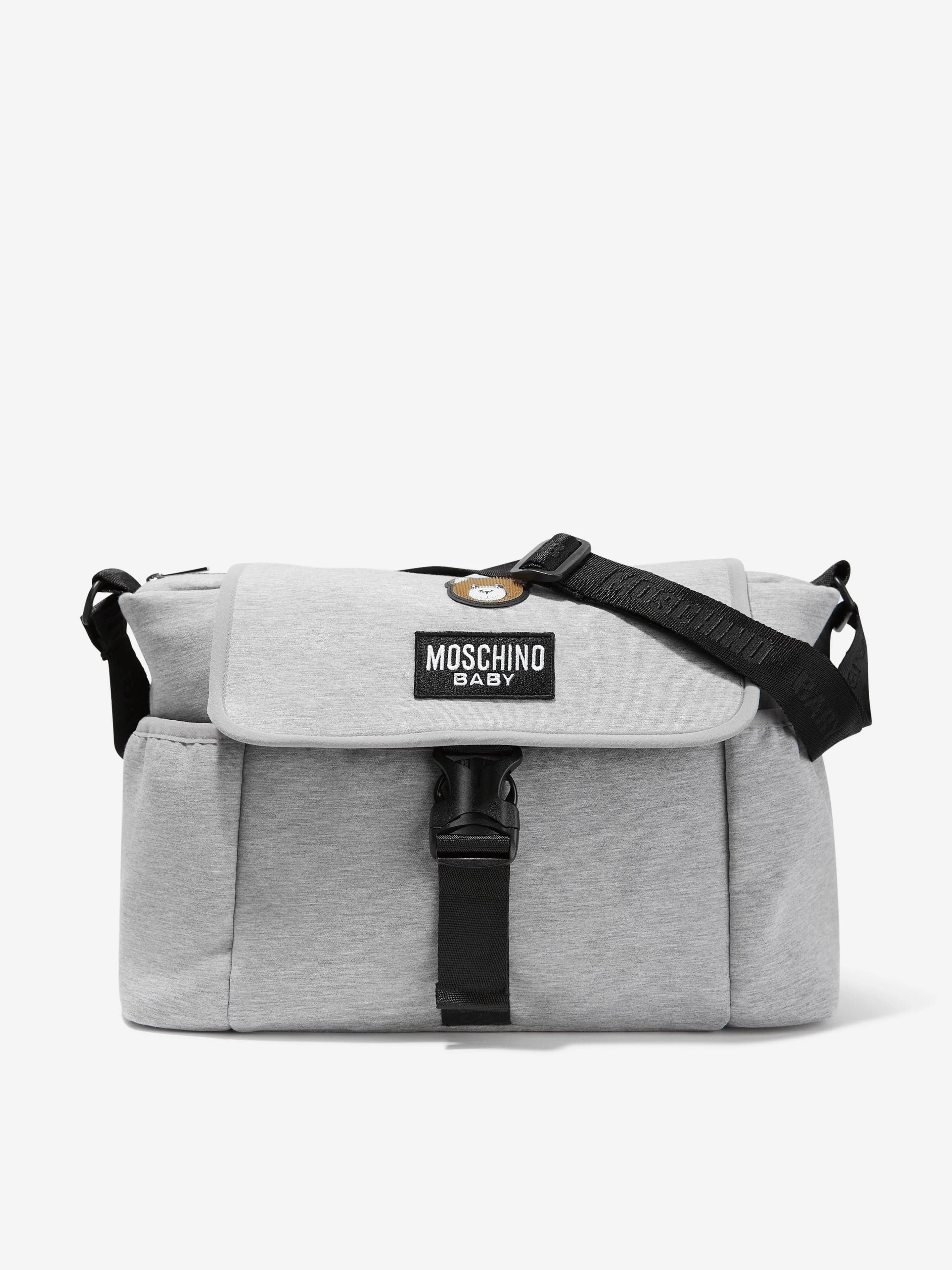Moschino Baby Teddy Logo Changing Bag in Grey