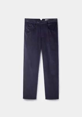 Navy Cotton-Corduroy Casual Trousers