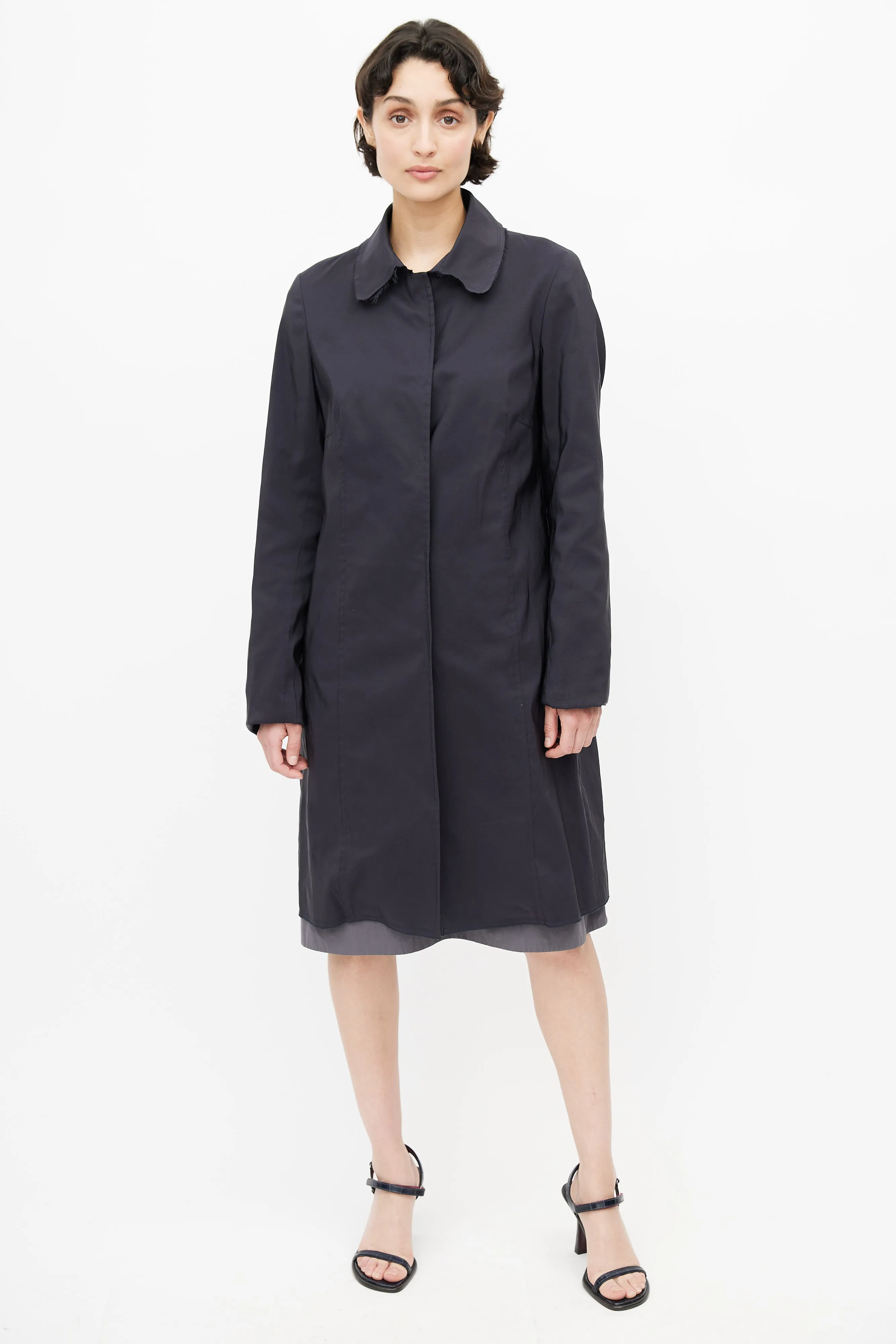 Navy Silk Lightweight Coat