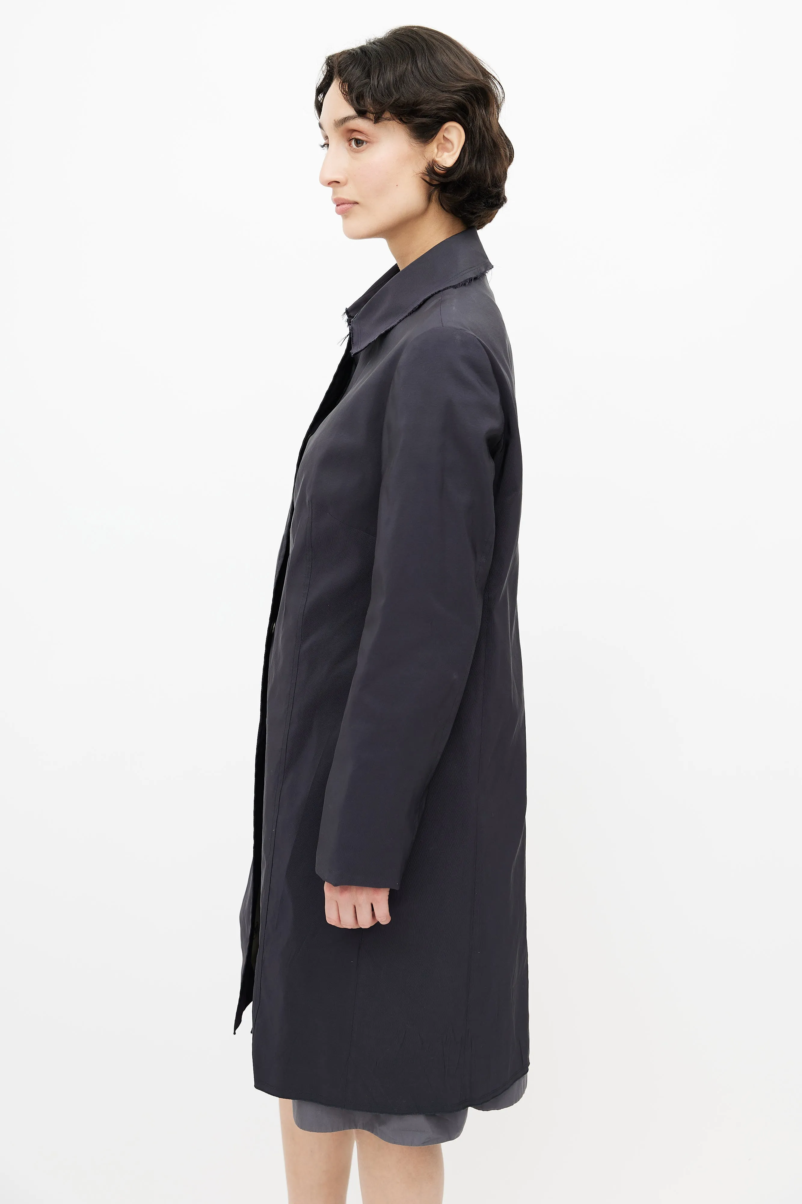 Navy Silk Lightweight Coat