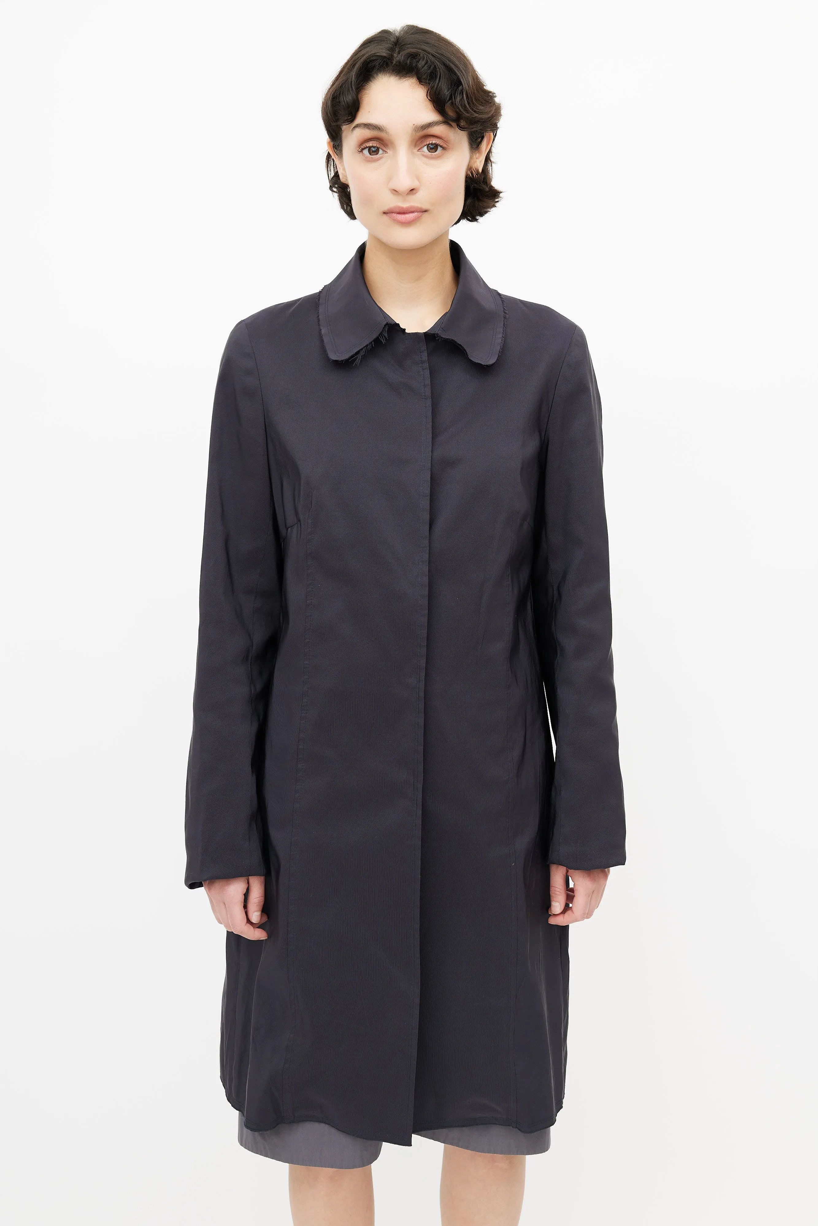 Navy Silk Lightweight Coat