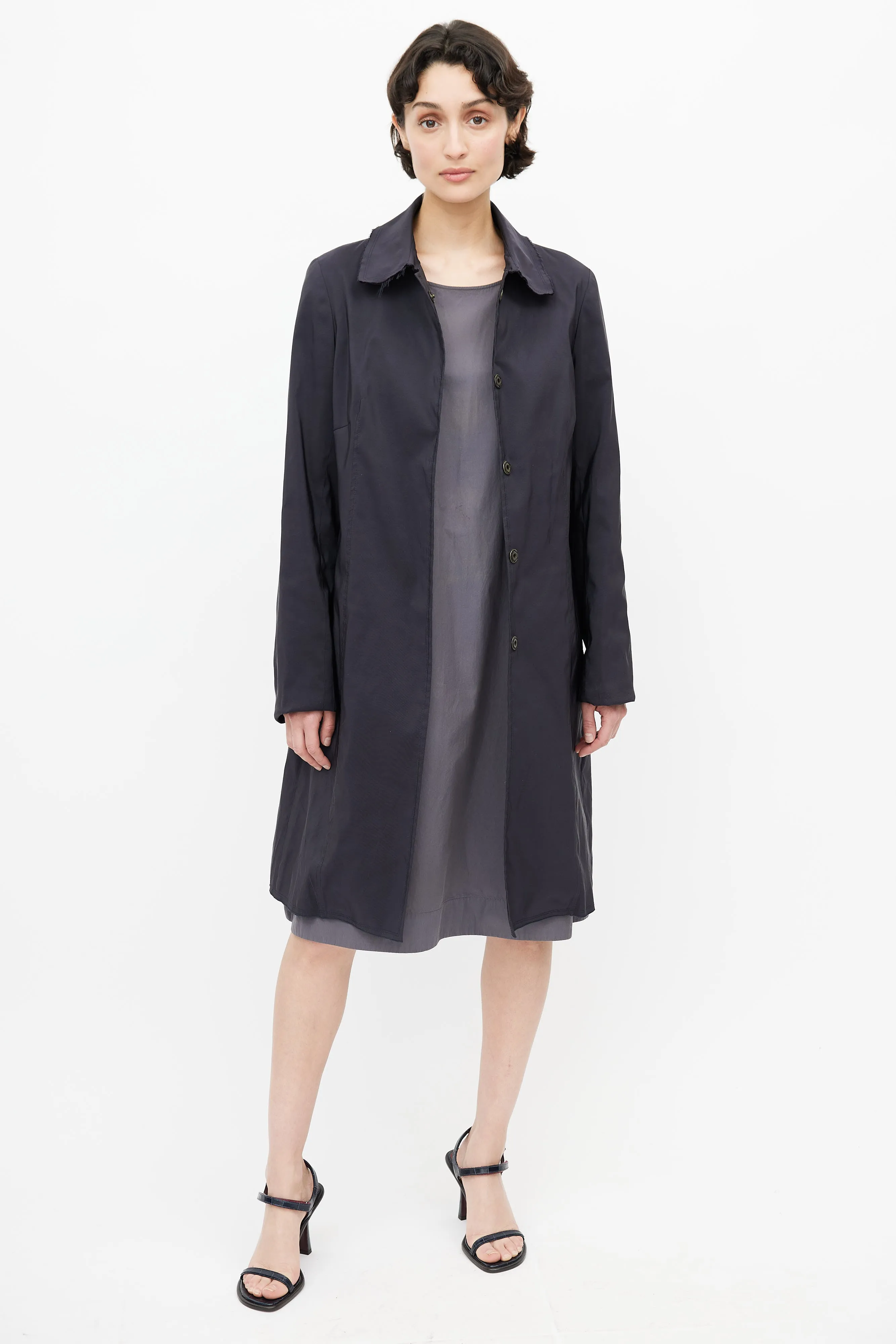 Navy Silk Lightweight Coat
