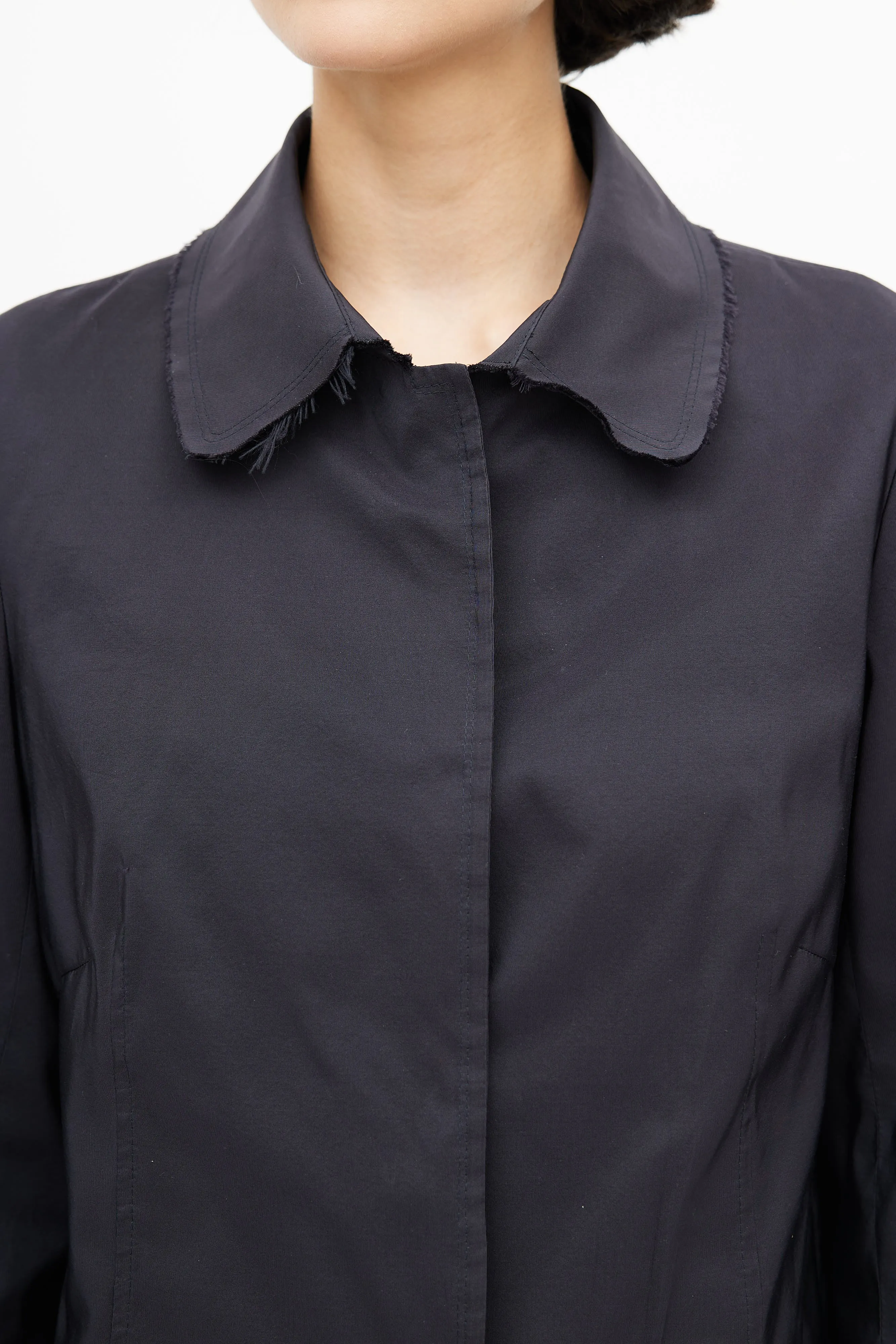 Navy Silk Lightweight Coat