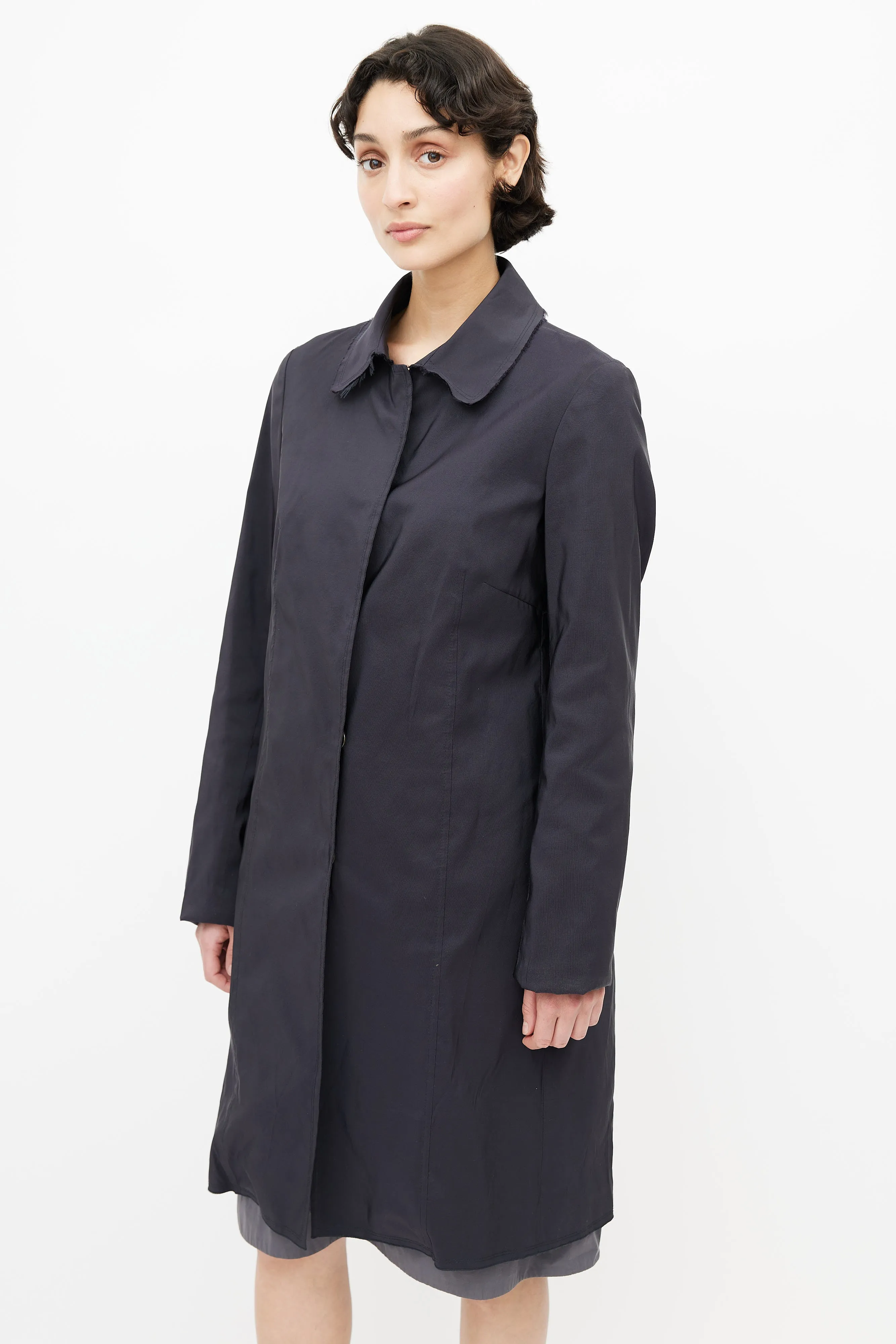 Navy Silk Lightweight Coat