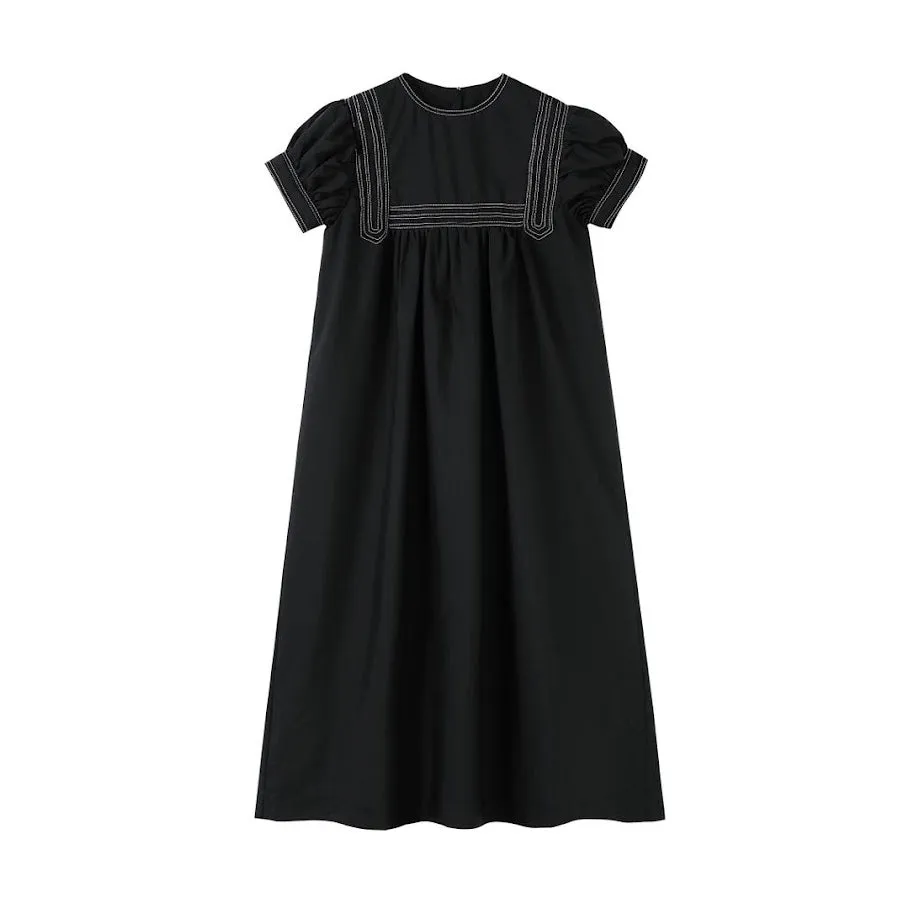 Nou Nelle Black Ribbon Trimmed Maxi Dress