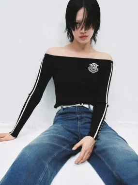 Off Shoulder Ribbed Knit Top
