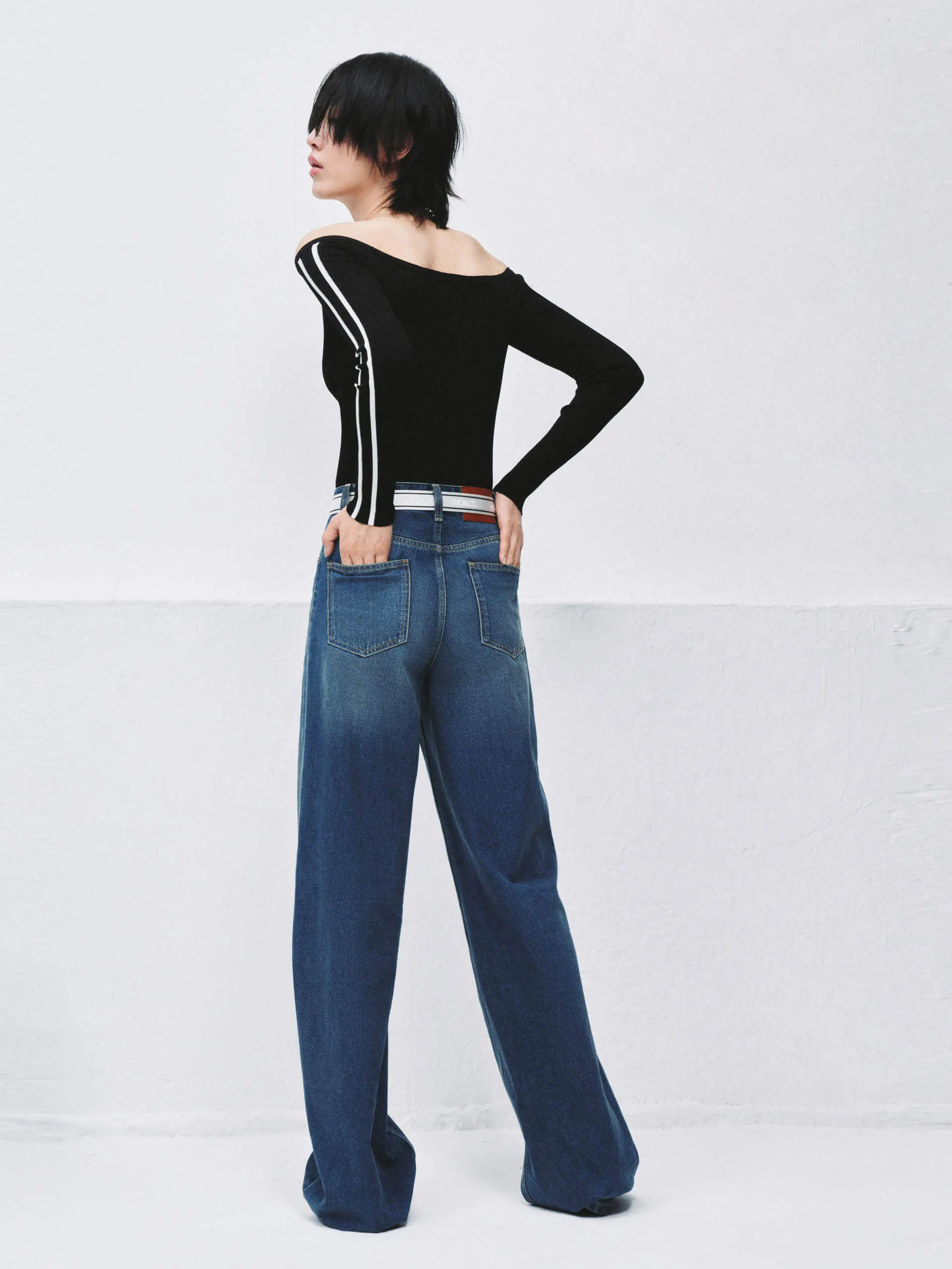 Off Shoulder Ribbed Knit Top