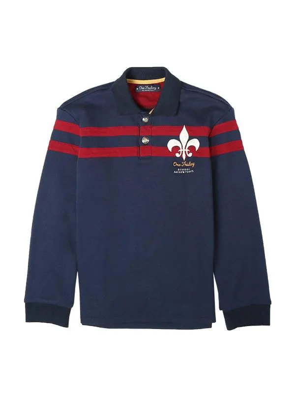 One Friday Navy Blue Collar T-shirt