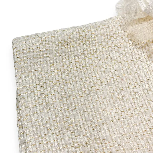Organza Trim Tweed Shorts - Beige