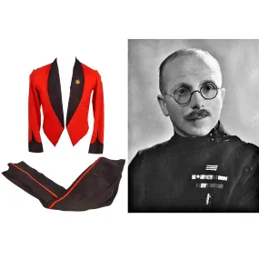 Original British WWI Era Royal Irish Fusiliers Scarlet Red Mess Dress Uniform For Lieutenant Charles Steele - Member of British Union of Fascists During WWII Era