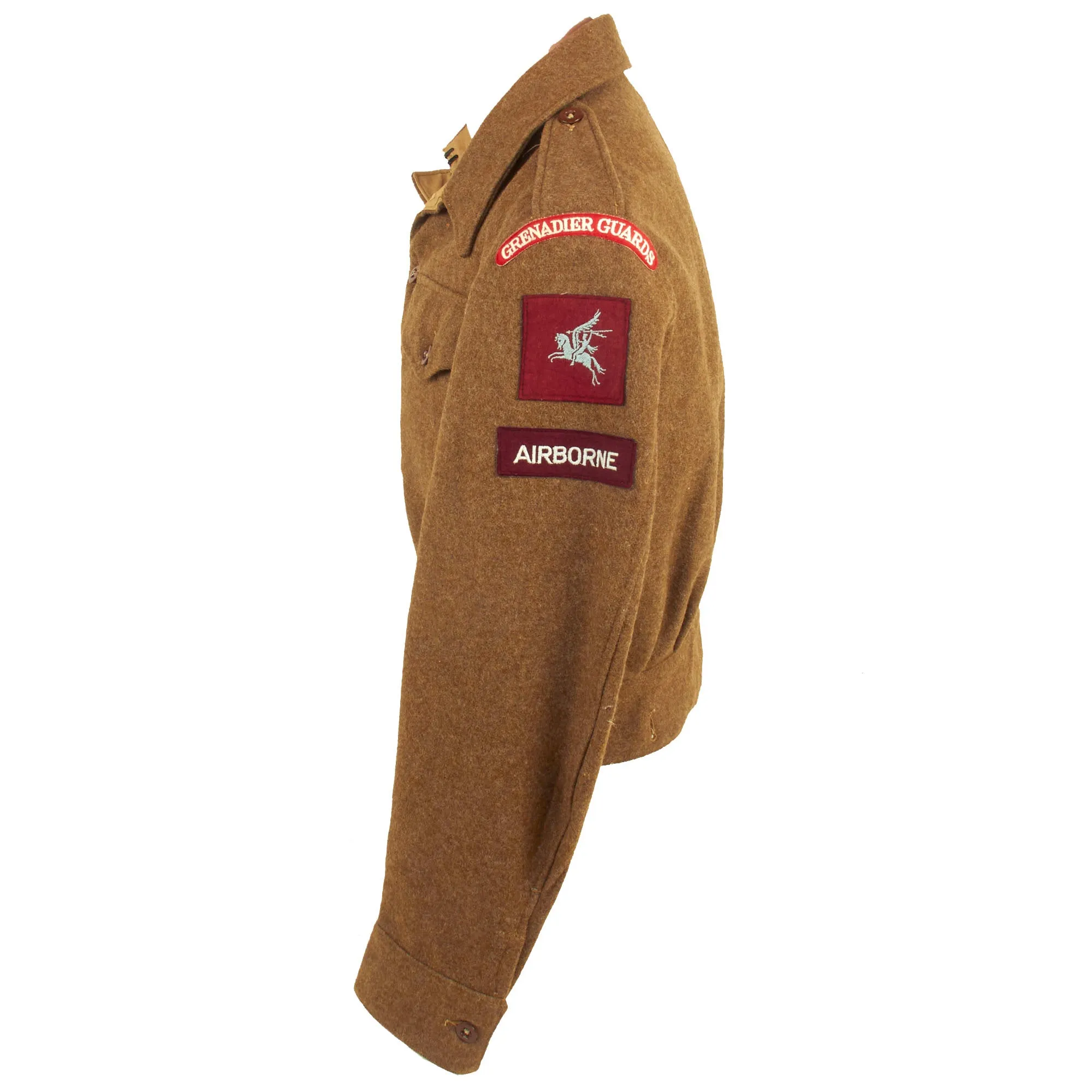 Original British WWII Grenadier Guards P-40 “Battledress” Uniform Top With Original Applied Airborne Forces Patches - Dated 1945