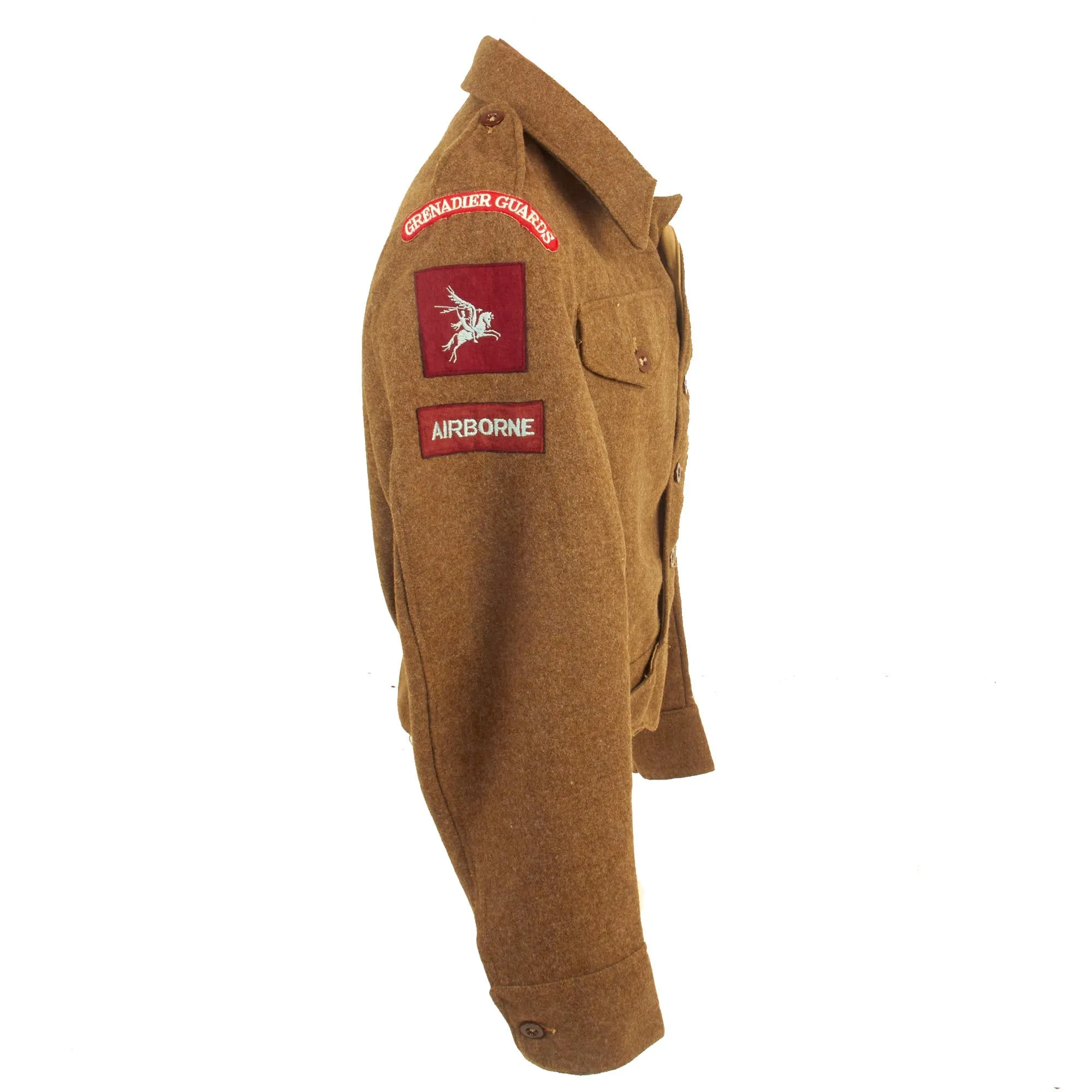Original British WWII Grenadier Guards P-40 “Battledress” Uniform Top With Original Applied Airborne Forces Patches - Dated 1945