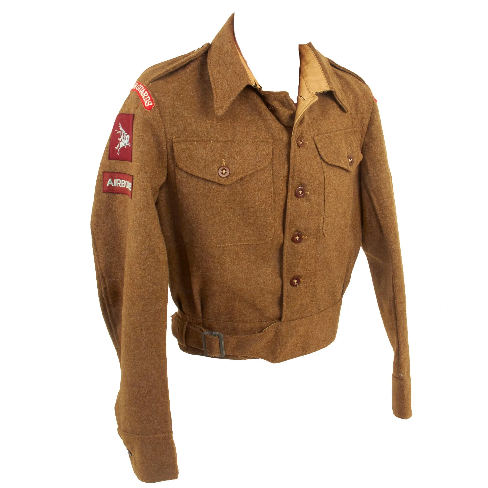 Original British WWII Grenadier Guards P-40 “Battledress” Uniform Top With Original Applied Airborne Forces Patches - Dated 1945
