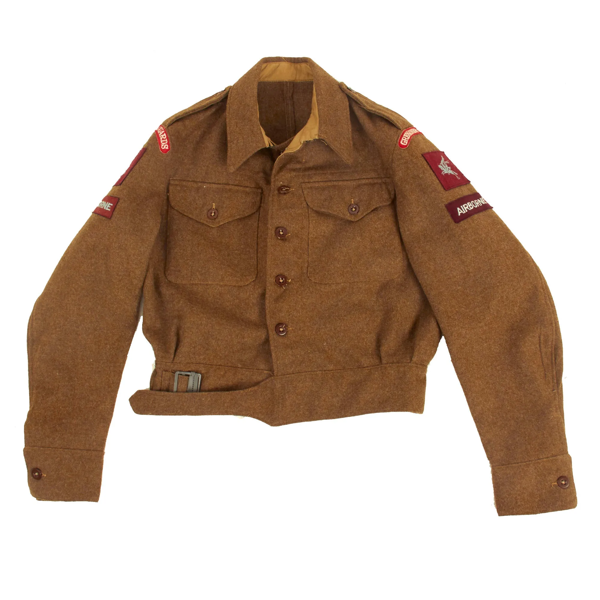 Original British WWII Grenadier Guards P-40 “Battledress” Uniform Top With Original Applied Airborne Forces Patches - Dated 1945