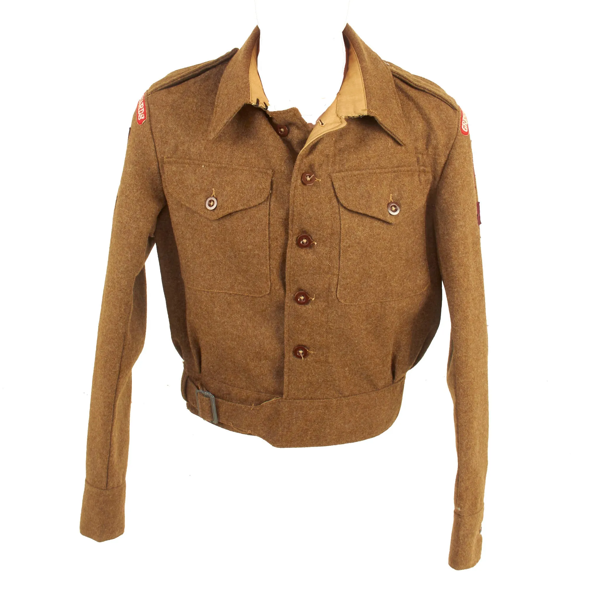 Original British WWII Grenadier Guards P-40 “Battledress” Uniform Top With Original Applied Airborne Forces Patches - Dated 1945