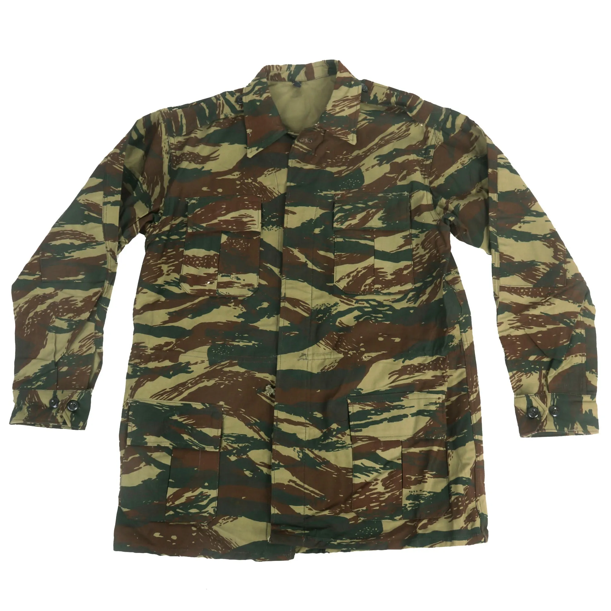 Original Early Greek Hellenic Armed Forces Lizard Camouflage Shirt - Dated 1977 - Unissued Condition