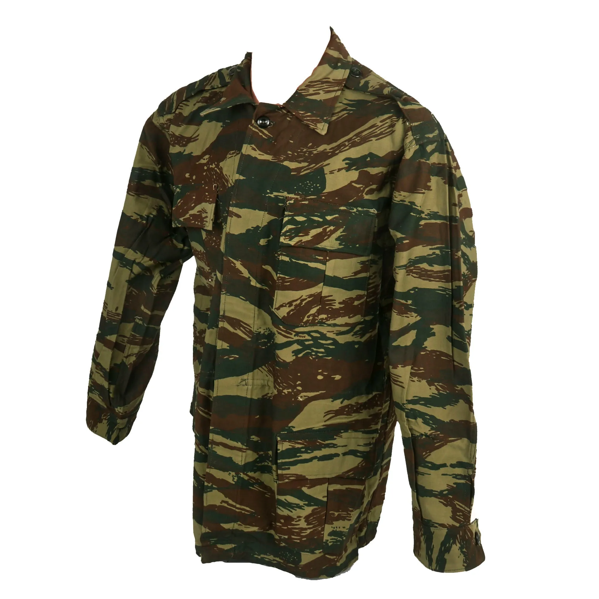 Original Early Greek Hellenic Armed Forces Lizard Camouflage Shirt - Dated 1977 - Unissued Condition