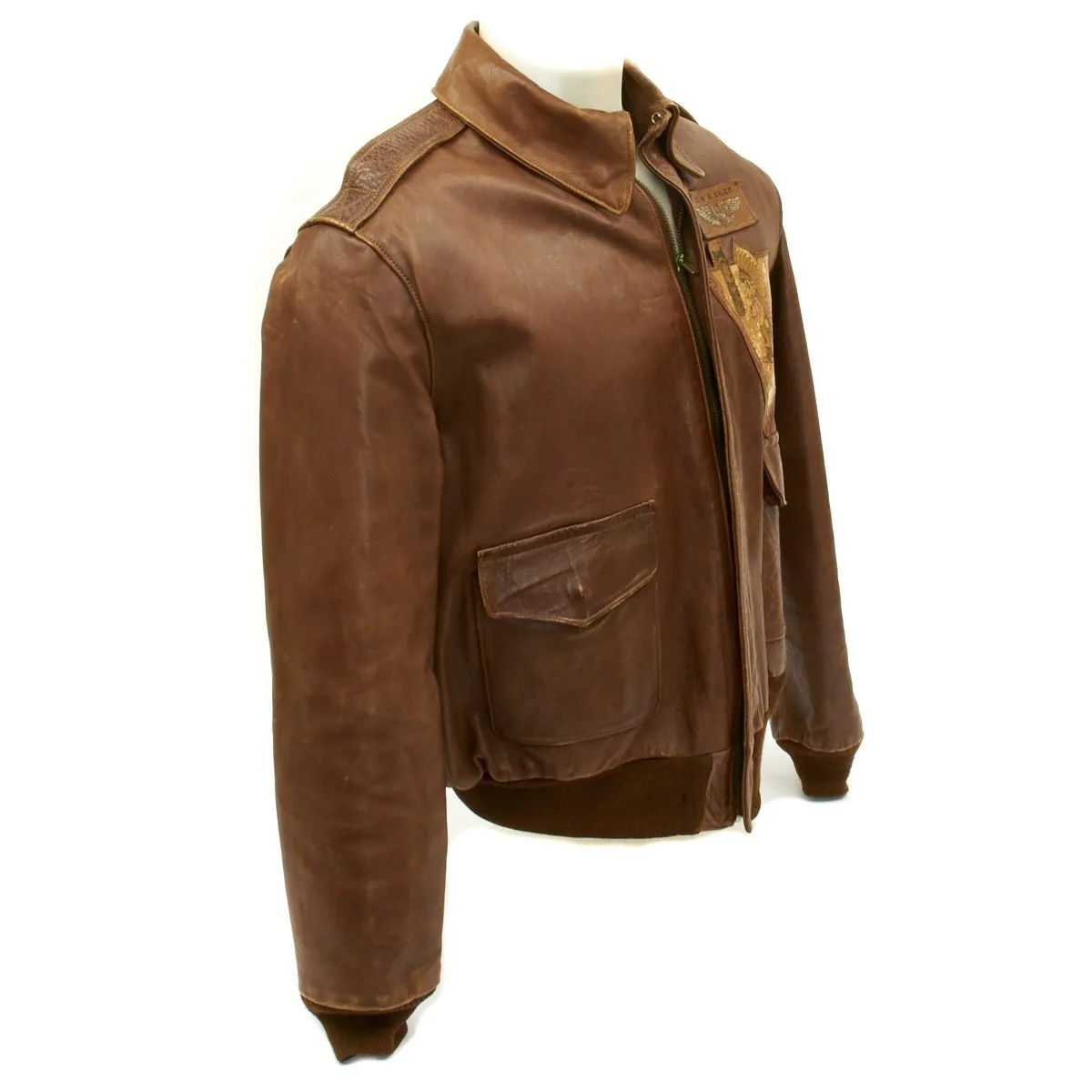 Original U.S. WWII 15th Air Force Aerial Gunner Named A-2 Flight Jacket with Italian Theatre Patches