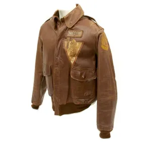 Original U.S. WWII 15th Air Force Aerial Gunner Named A-2 Flight Jacket with Italian Theatre Patches