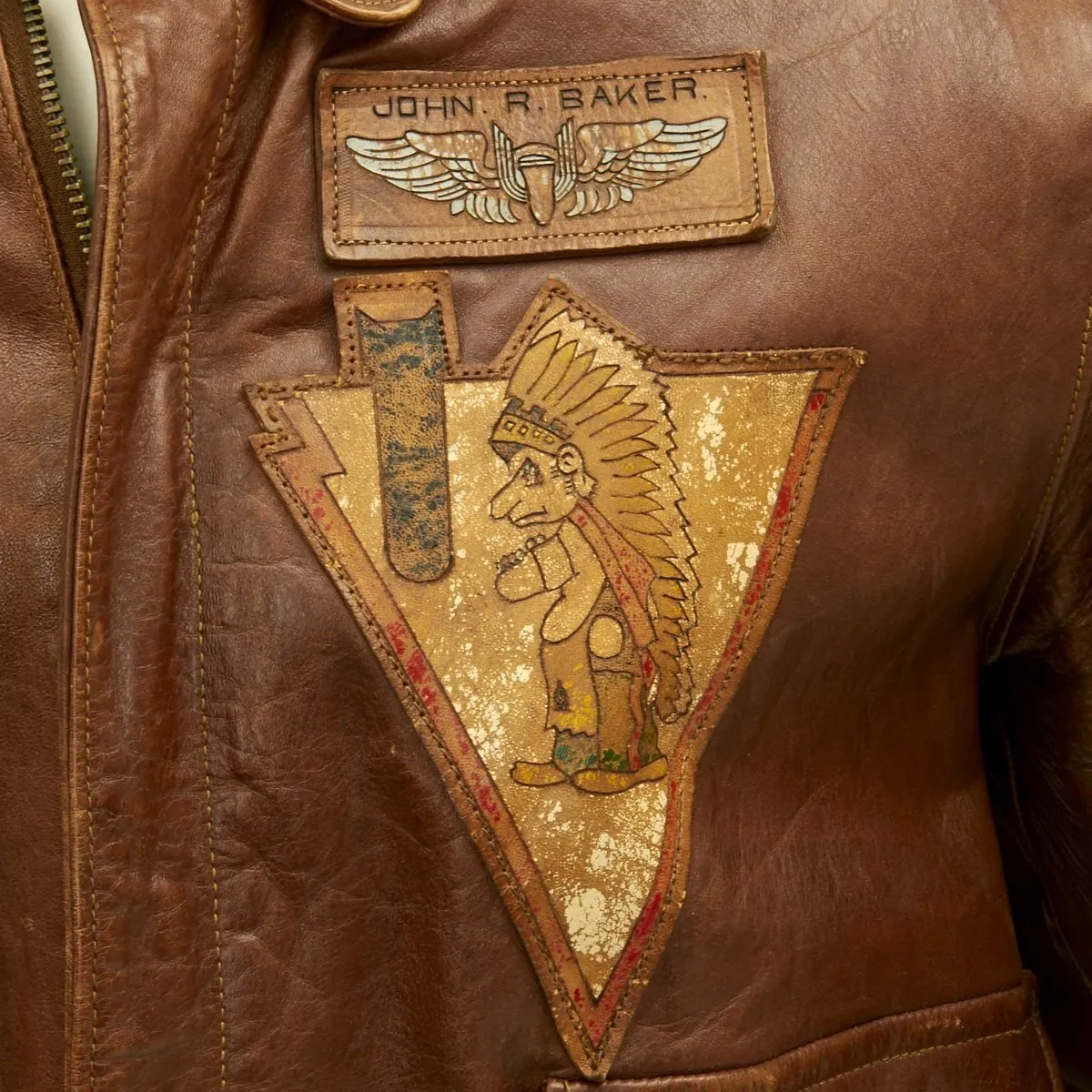 Original U.S. WWII 15th Air Force Aerial Gunner Named A-2 Flight Jacket with Italian Theatre Patches