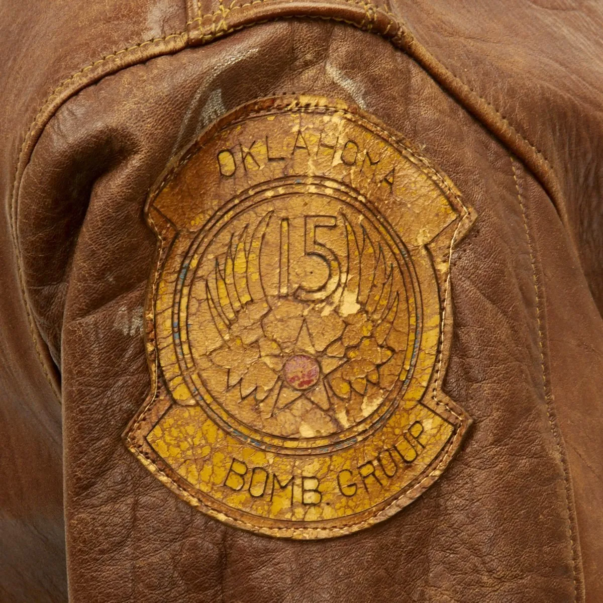 Original U.S. WWII 15th Air Force Aerial Gunner Named A-2 Flight Jacket with Italian Theatre Patches