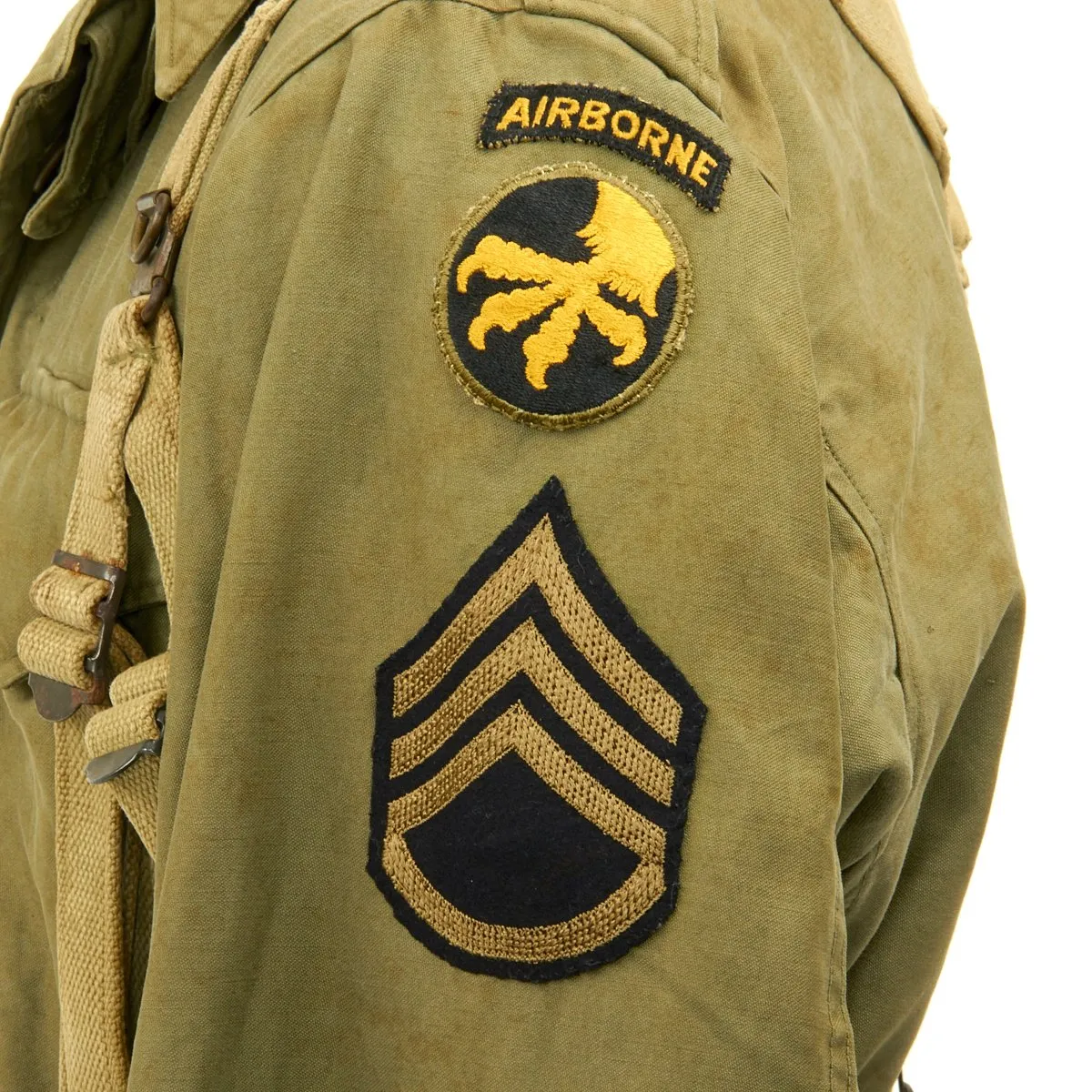 Original U.S. WWII 17th Airborne Division M-1943 M43 Field Jacket Grouping