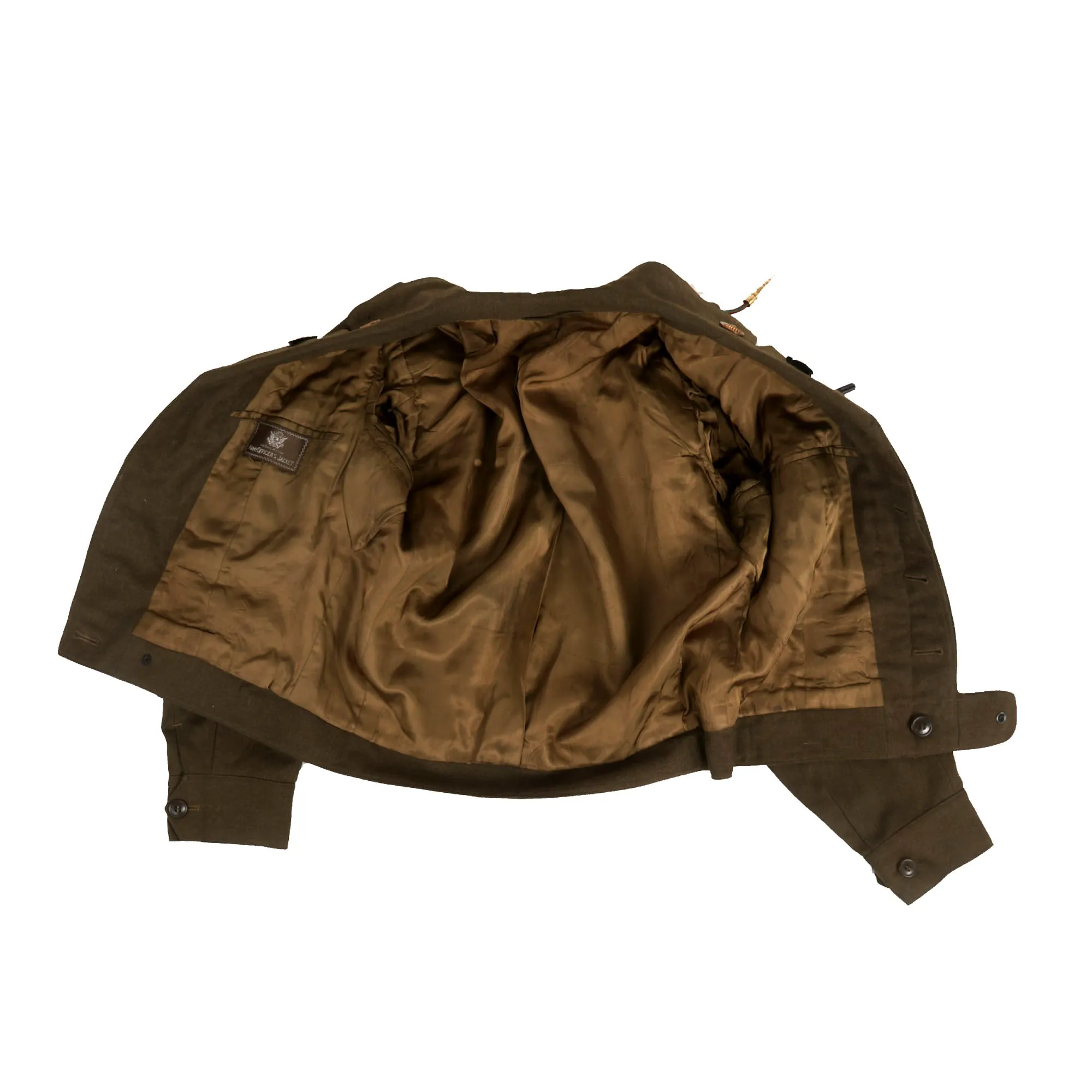 Original U.S. WWII 17th Airborne Glider Troops Combat Medic Ike Jacket and Overseas Cap with Bullion Embroidered Insignia