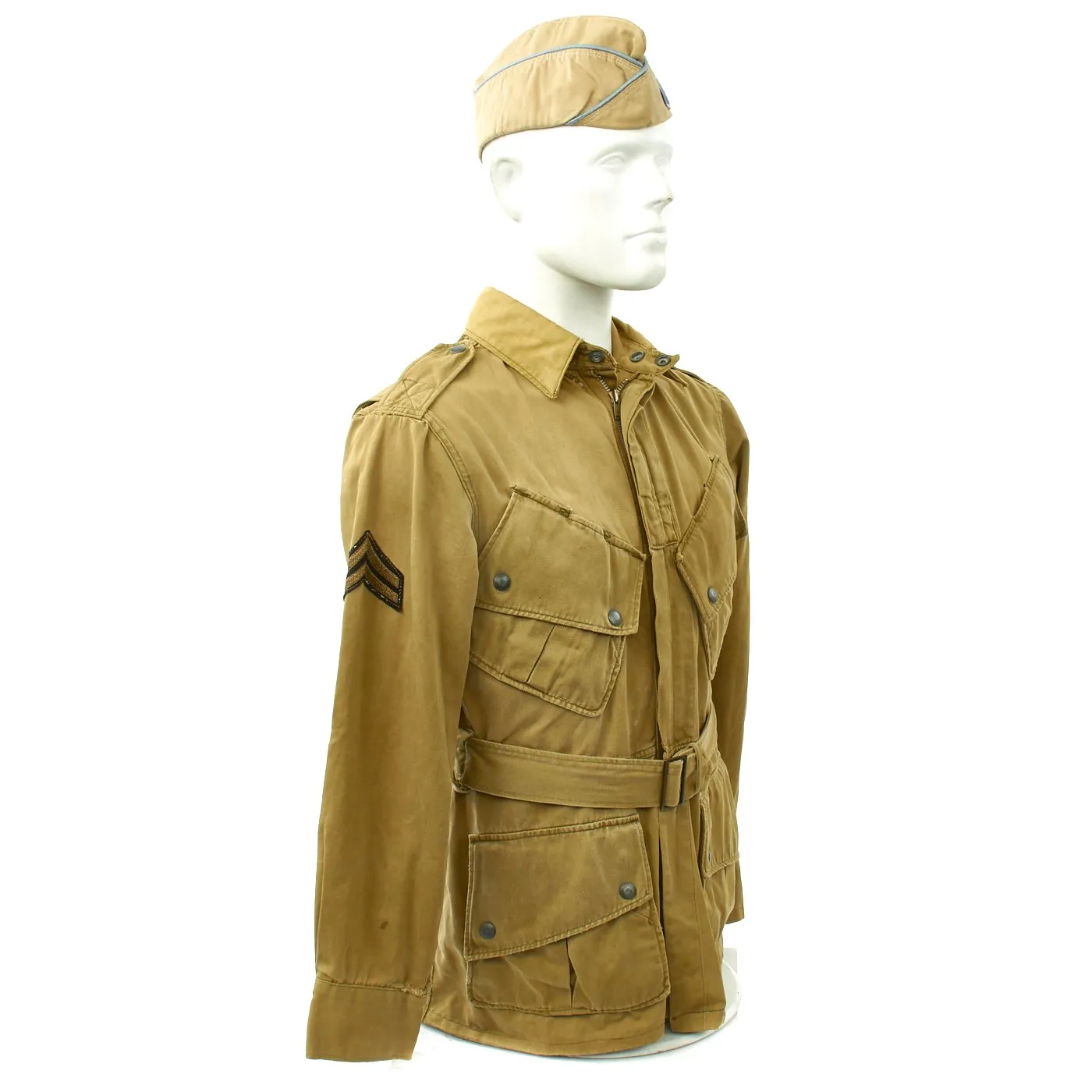 Original U.S. WWII 17th Airborne M1942 Paratrooper Jacket with Garrison Cap