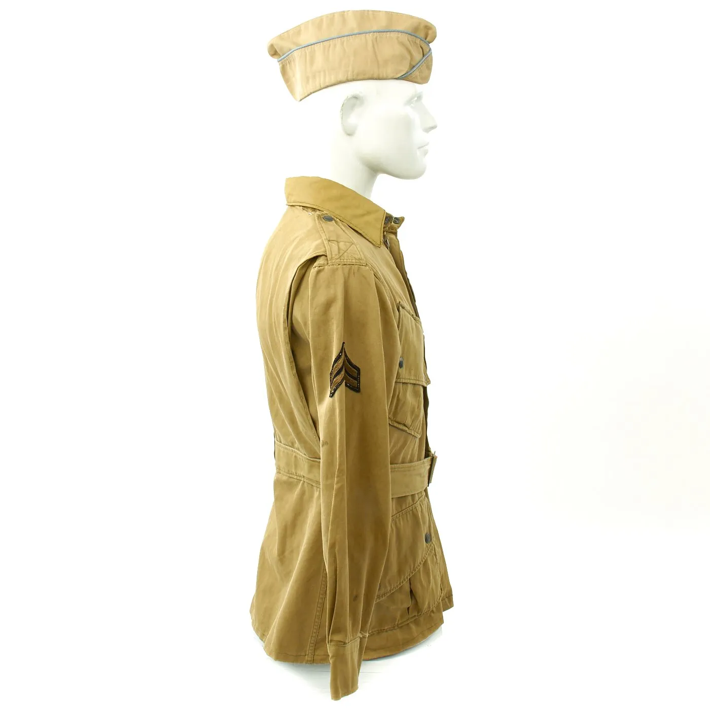 Original U.S. WWII 17th Airborne M1942 Paratrooper Jacket with Garrison Cap