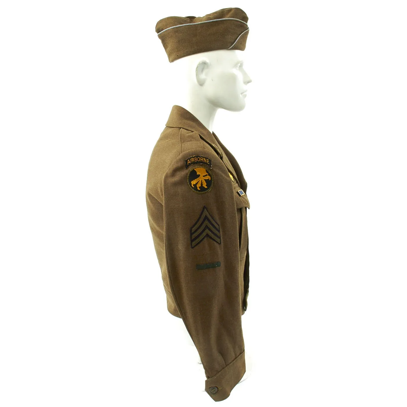 Original U.S. WWII 17th and 82nd Airborne Division Named Ike Jacket with Garrison Cap and Photo