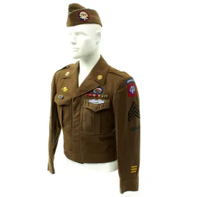 Original U.S. WWII 17th and 82nd Airborne Division Named Ike Jacket with Garrison Cap and Photo