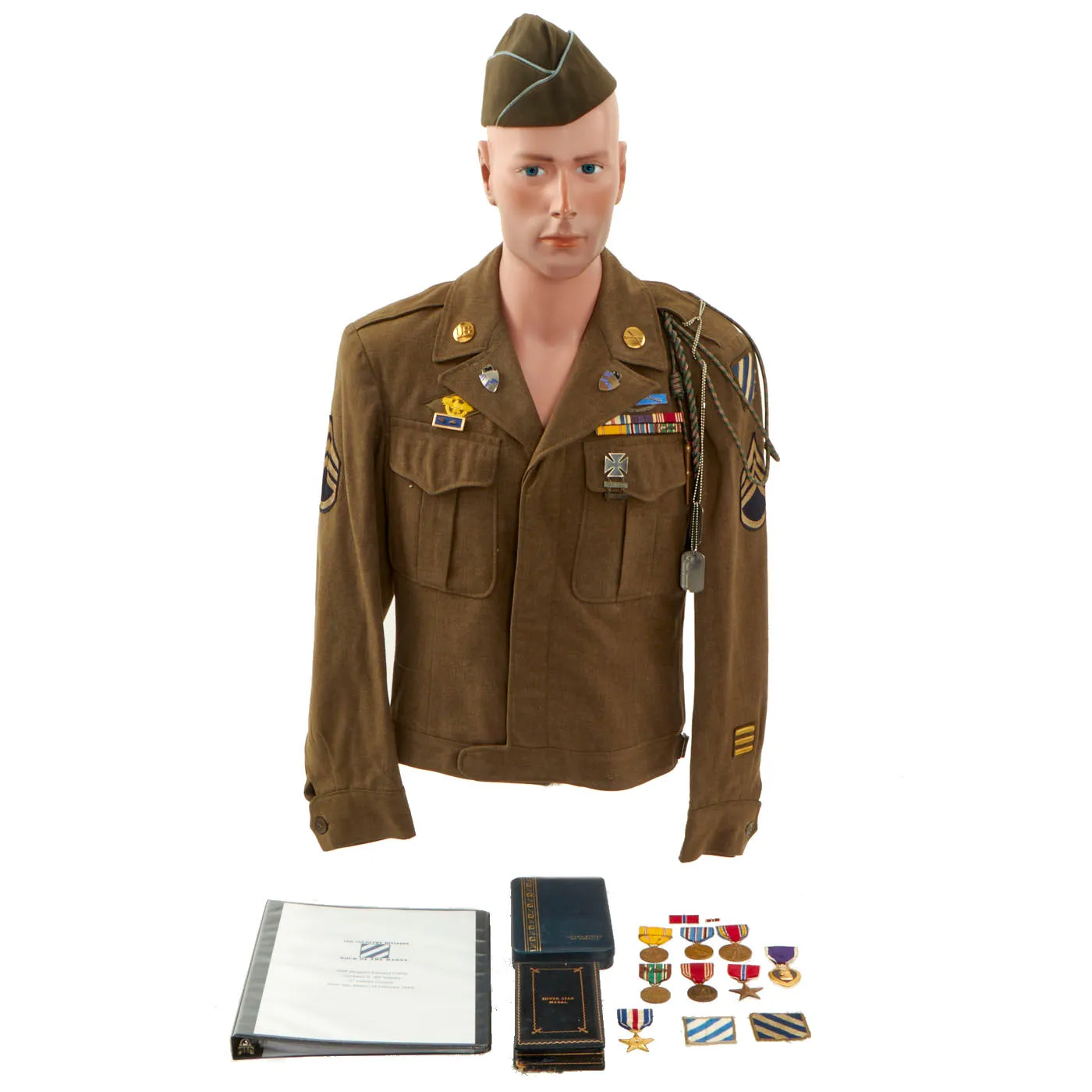 Original U.S. WWII 3rd Infantry Division with Engraved Silver Star Medal and Research Binder