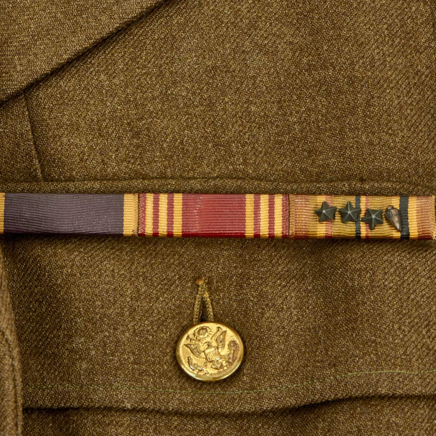 Original U.S. WWII 82nd Airborne - 1st Allied Airborne Class A Uniform Jacket with Invasion Arrowhead ETO and Purple Heart Ribbon