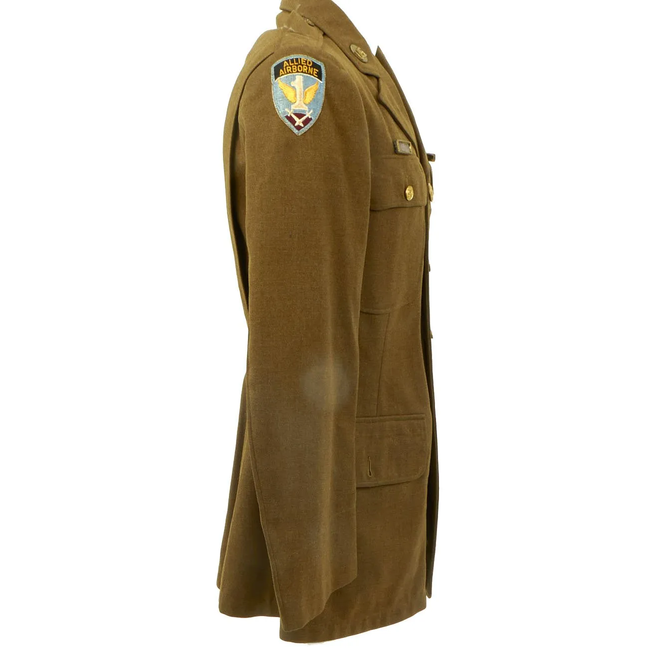 Original U.S. WWII 82nd Airborne - 1st Allied Airborne Class A Uniform Jacket with Invasion Arrowhead ETO and Purple Heart Ribbon