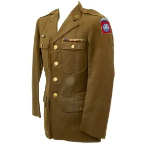 Original U.S. WWII 82nd Airborne - 1st Allied Airborne Class A Uniform Jacket with Invasion Arrowhead ETO and Purple Heart Ribbon