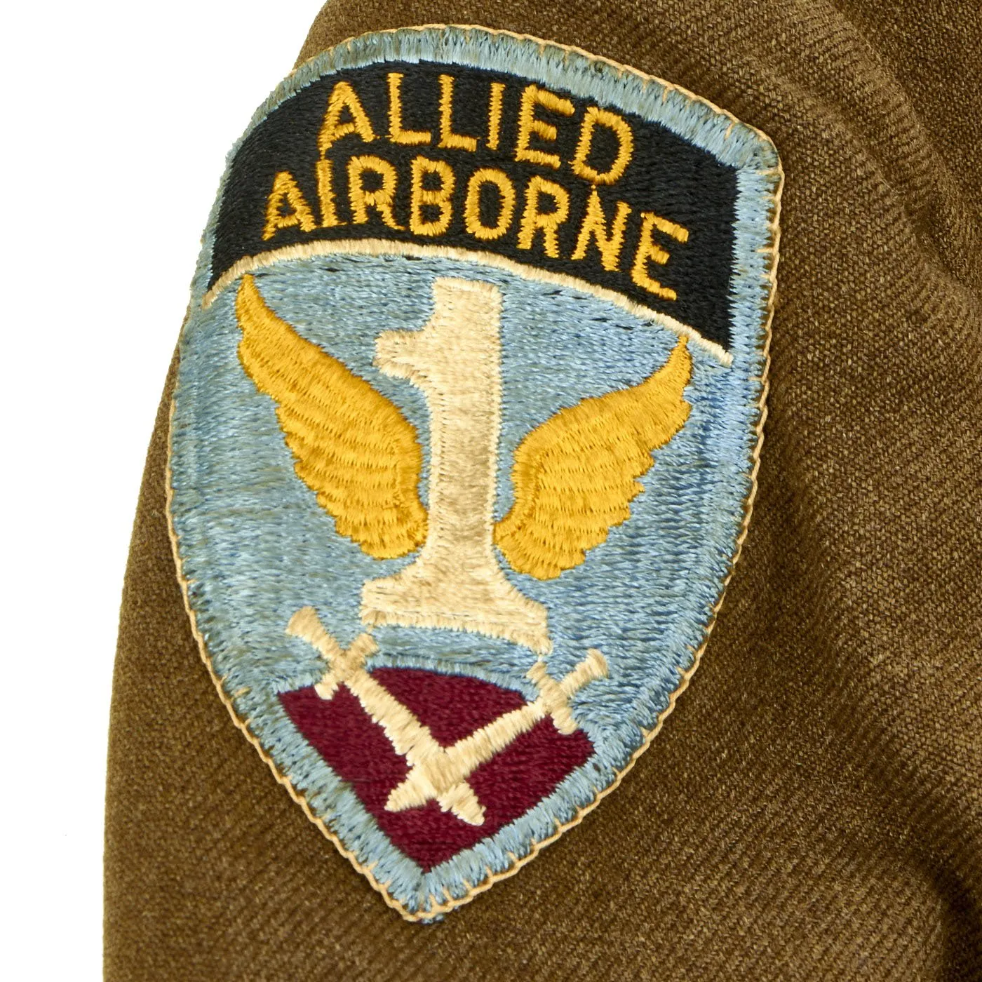 Original U.S. WWII 82nd Airborne - 1st Allied Airborne Class A Uniform Jacket with Invasion Arrowhead ETO and Purple Heart Ribbon