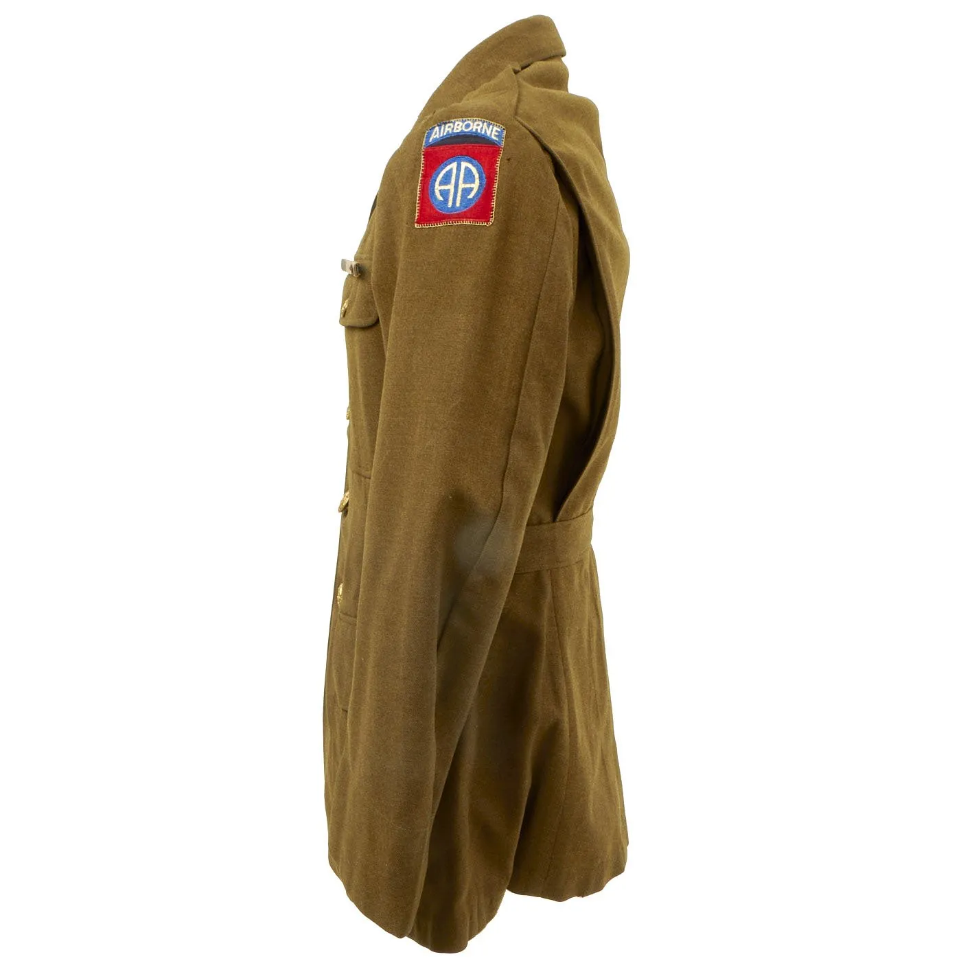 Original U.S. WWII 82nd Airborne - 1st Allied Airborne Class A Uniform Jacket with Invasion Arrowhead ETO and Purple Heart Ribbon