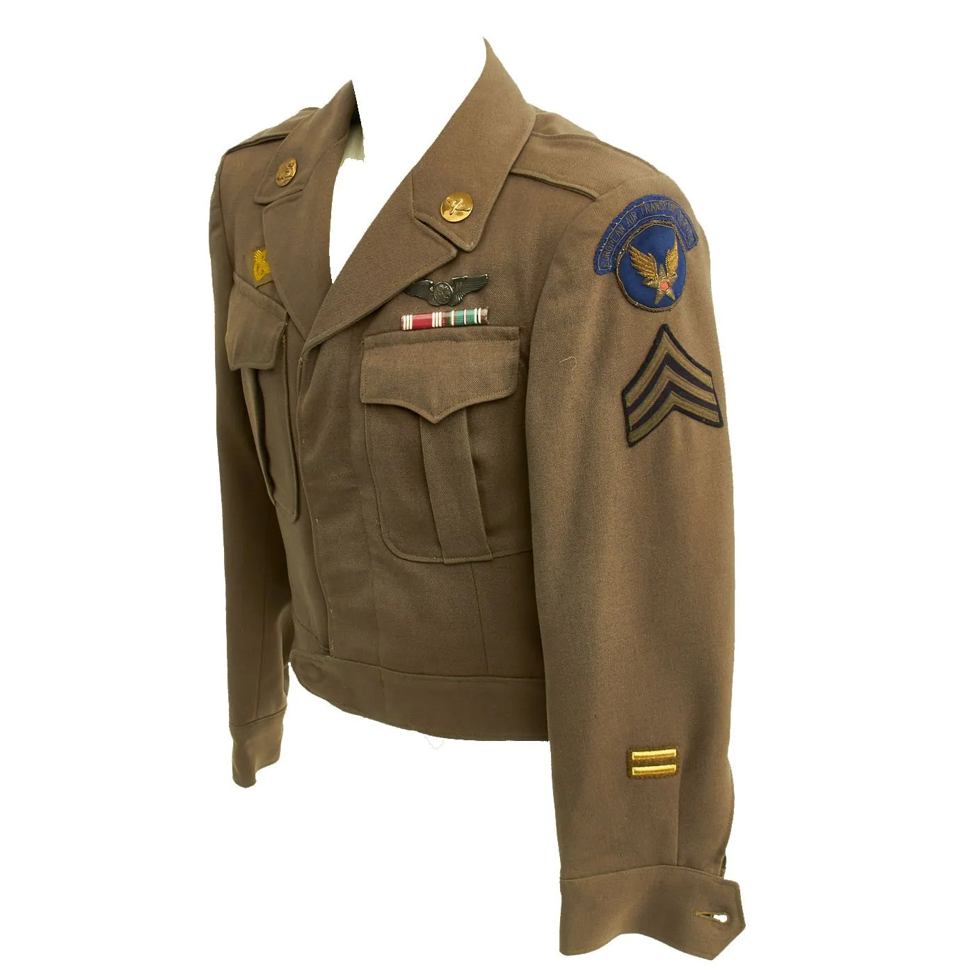 Original U.S. WWII Airborne Troop Carrier Air Crewman Ike Jacket with Bullion Embroidered Patches