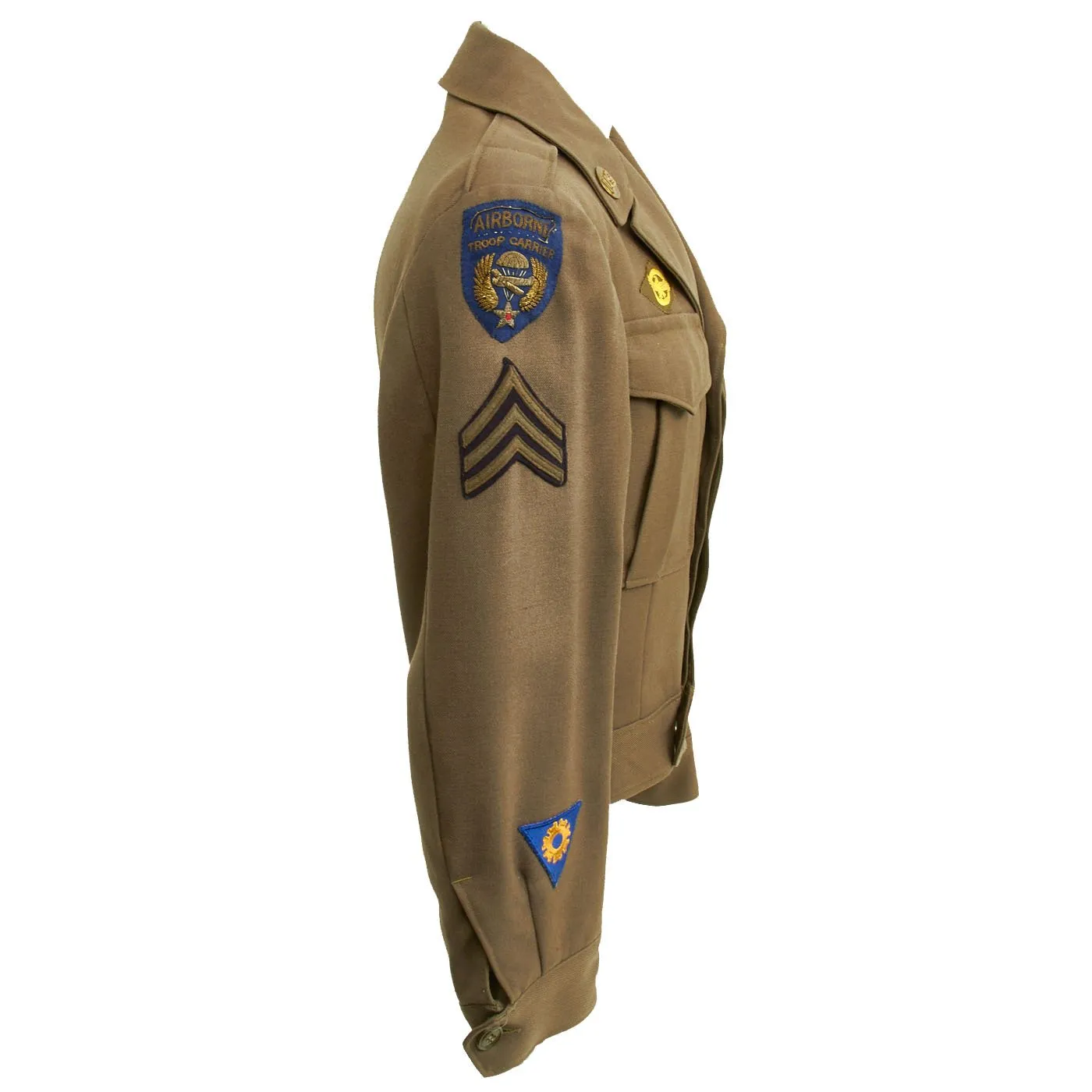 Original U.S. WWII Airborne Troop Carrier Air Crewman Ike Jacket with Bullion Embroidered Patches
