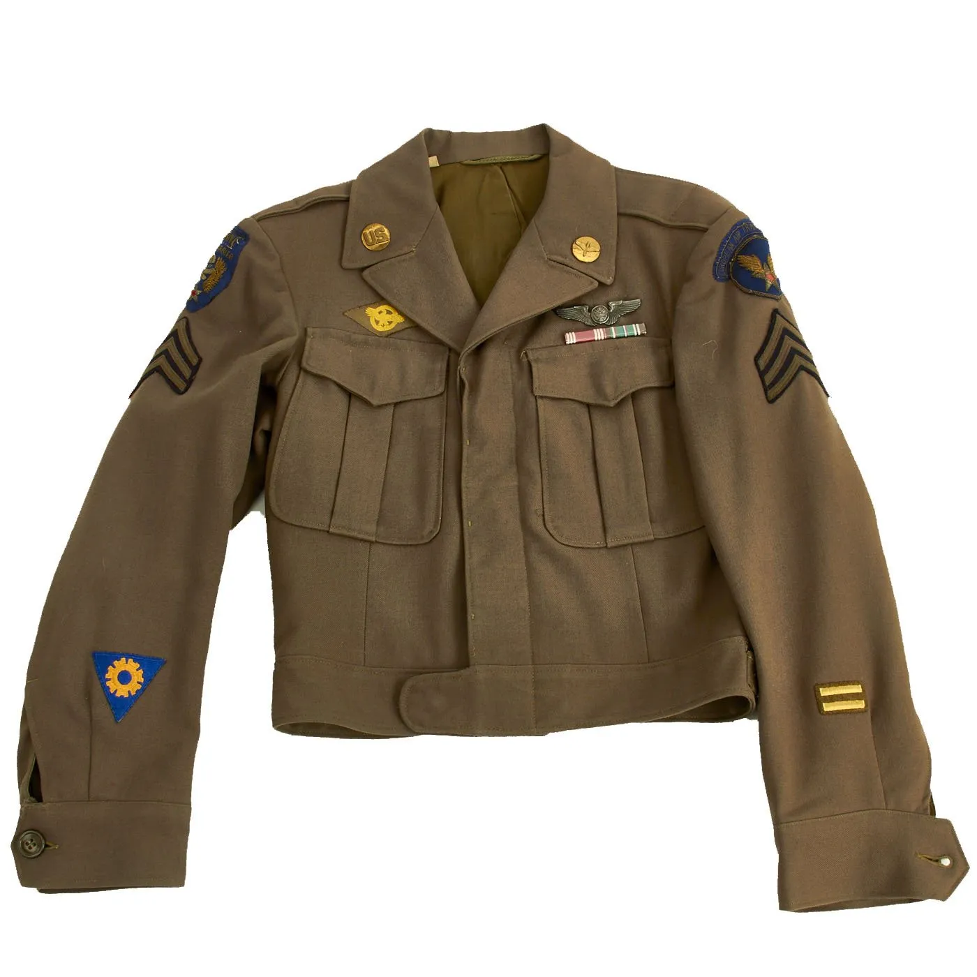 Original U.S. WWII Airborne Troop Carrier Air Crewman Ike Jacket with Bullion Embroidered Patches