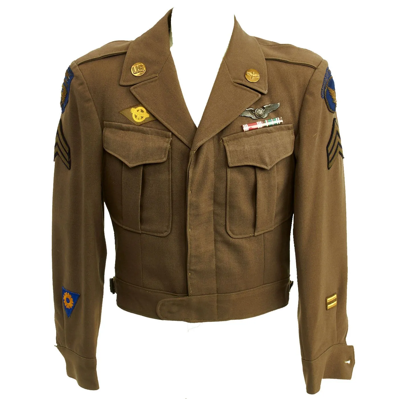 Original U.S. WWII Airborne Troop Carrier Air Crewman Ike Jacket with Bullion Embroidered Patches