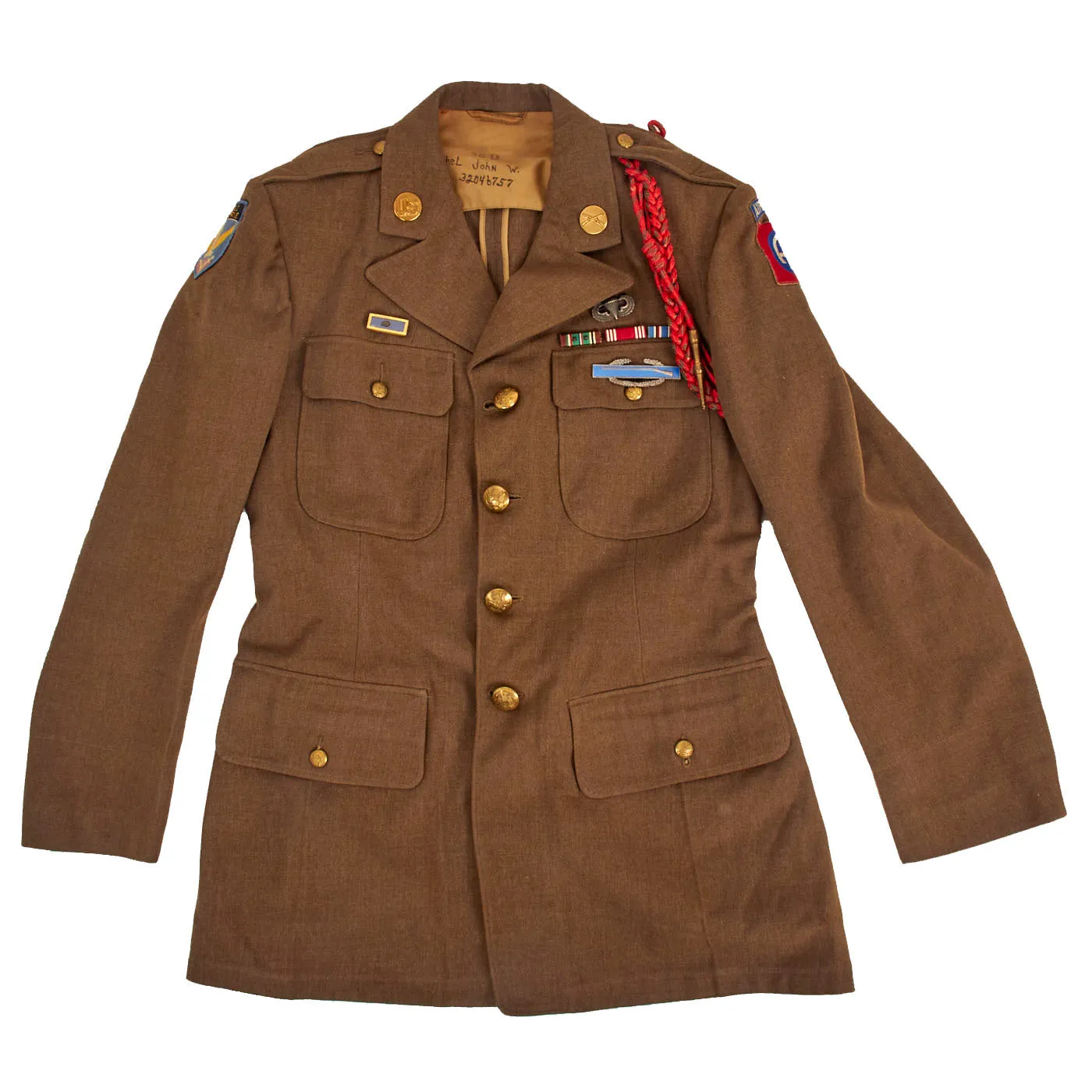 Original U.S. WWII Named 82nd Airborne , 1st Allied Airborne Class A Uniform Jacket - Pvt John W. Wachel, Wounded During Operation Market Garden